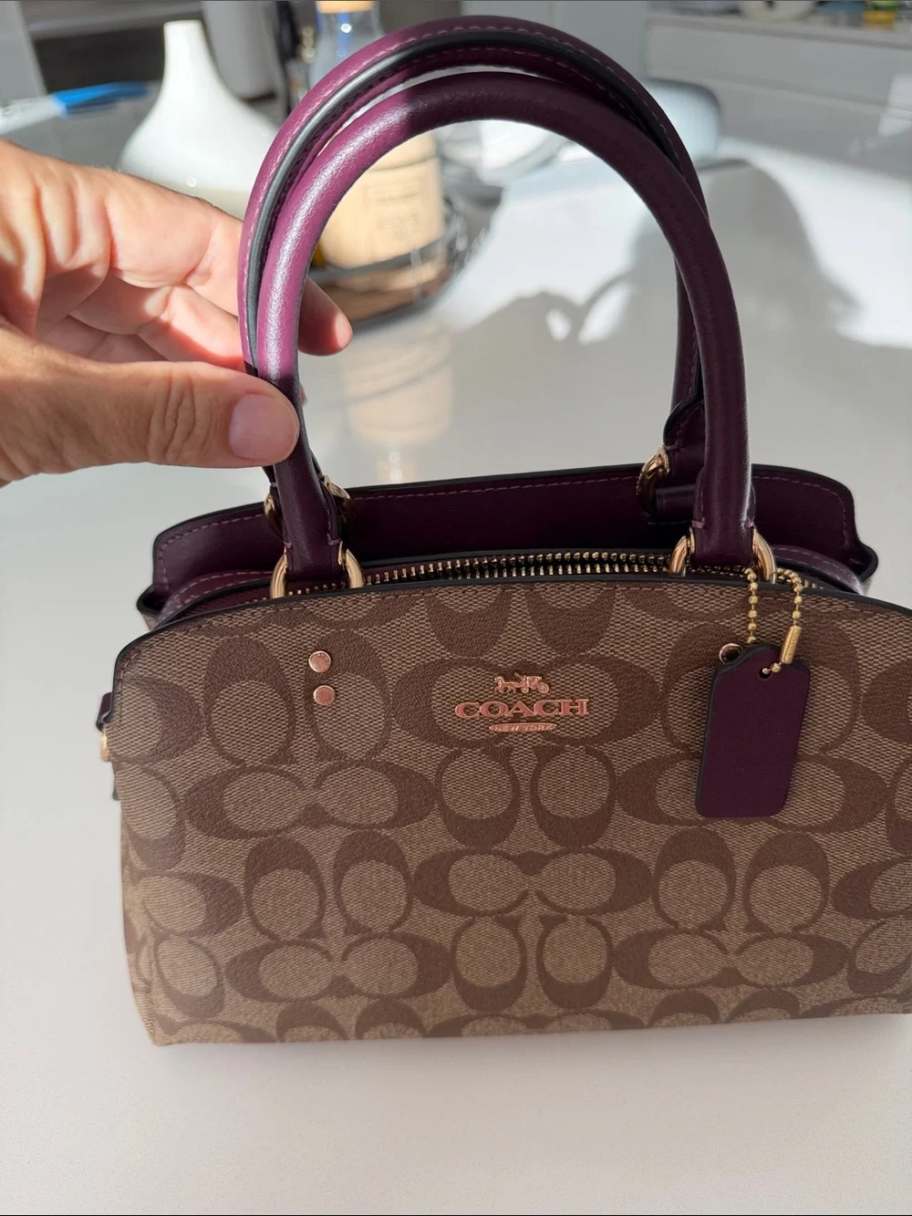 Coach mini Lillie colorblock purple never used